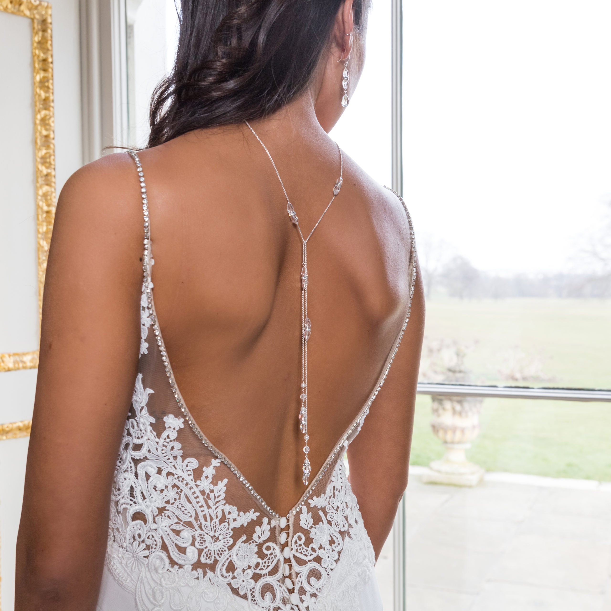 Crystal & Pearl Backdrop Necklace – Bridal De Vine